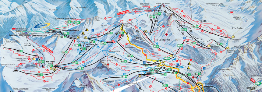Ski mapa Ischgl - Silvretta Arena