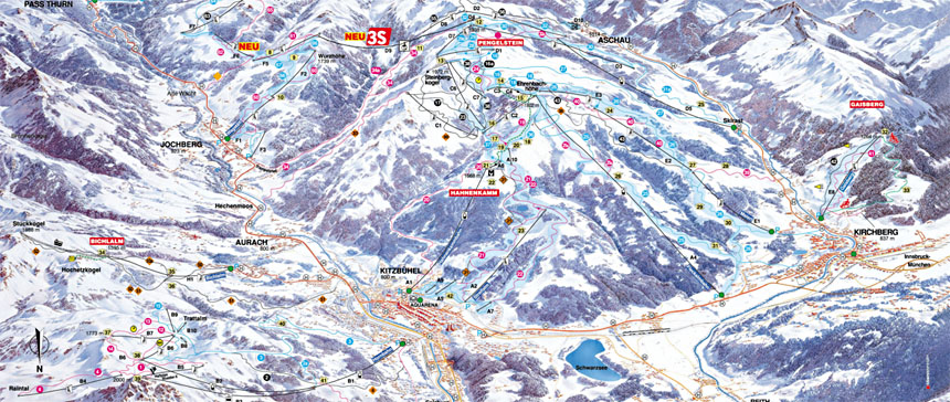 Ski mapa Kitzbhel-Kirchberg